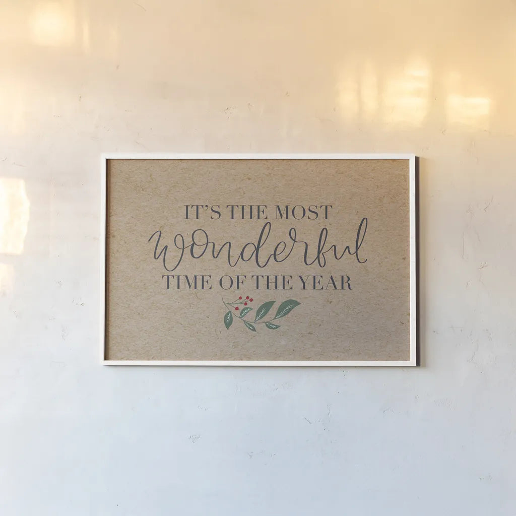 Neutral Christmas IV by Becky Thorns. shown as a paper print in a white frame. Available as a archival giclee rolled canvas, fine art paper, or poster print. SKU 68401i.