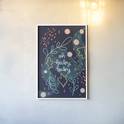 New Baby I by Becky Thorns. shown as a paper print in a white frame. Available as a archival giclee rolled canvas, fine art paper, or poster print. SKU 88720h.