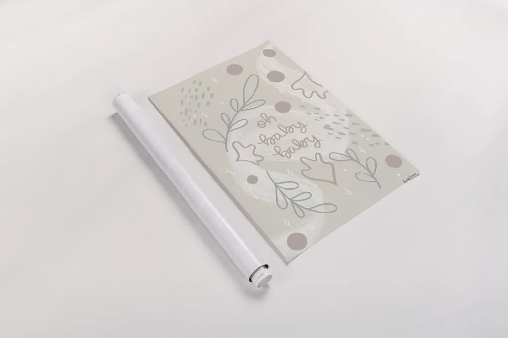 New Baby I Neutral by Becky Thorns. shown as a rolled paper print. Available as archival giclee rolled canvas, fine art paper, or poster print. SKU 88809h.