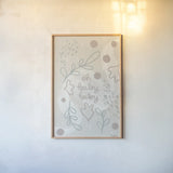 New Baby I Neutral by Becky Thorns. shown as a paper print in a natural frame. Available as a archival giclee rolled canvas, fine art paper, or poster print. SKU 88809h.
