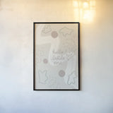 New Baby III Neautral by Becky Thorns. shown as a paper print in a black flame. Available as a archival giclee rolled canvas, fine art paper, or poster print. SKU 88811h.