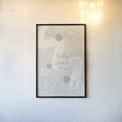 New Baby III Neautral by Becky Thorns. shown as a paper print in a black flame. Available as a archival giclee rolled canvas, fine art paper, or poster print. SKU 88811h.