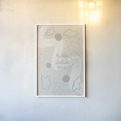 New Baby III Neautral by Becky Thorns. shown as a paper print in a white frame. Available as a archival giclee rolled canvas, fine art paper, or poster print. SKU 88811h.