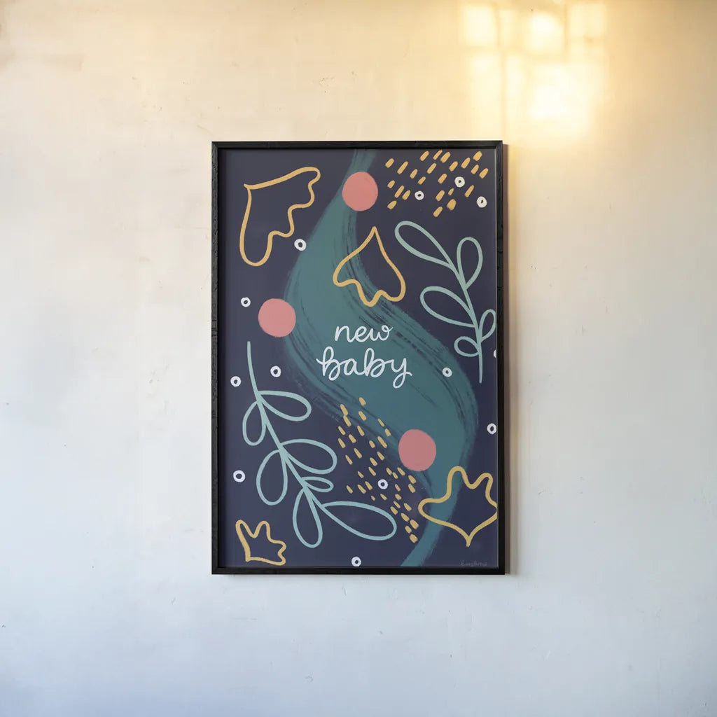 New Baby IV by Becky Thorns. shown as a paper print in a black flame. Available as a archival giclee rolled canvas, fine art paper, or poster print. SKU 88723h.