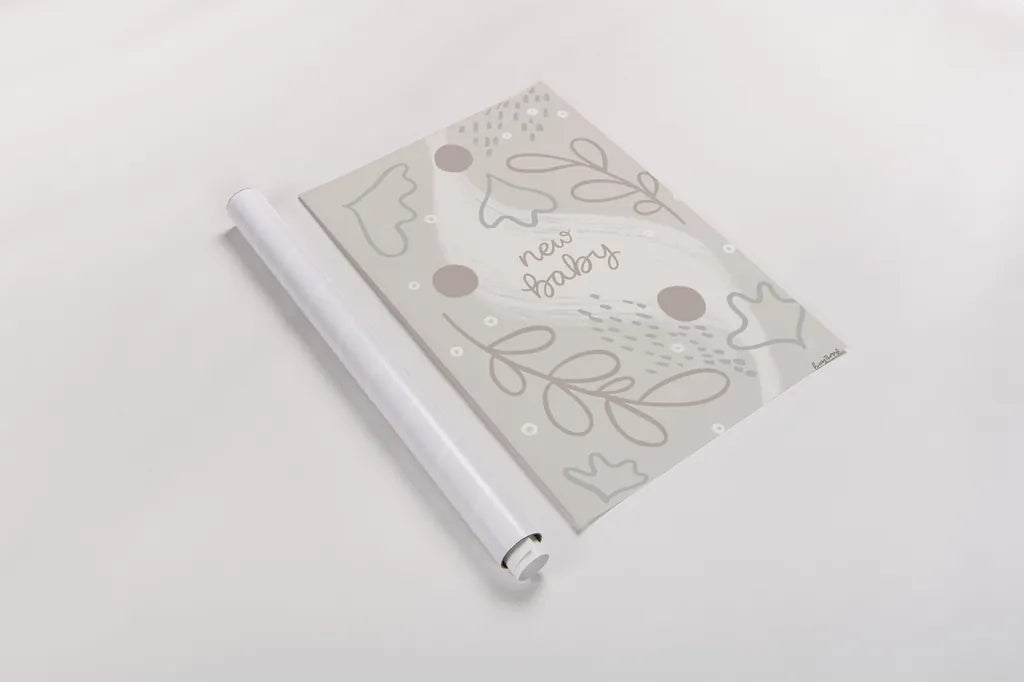 New Baby IV Neutral by Becky Thorns. shown as a rolled paper print. Available as archival giclee rolled canvas, fine art paper, or poster print. SKU 88812h.