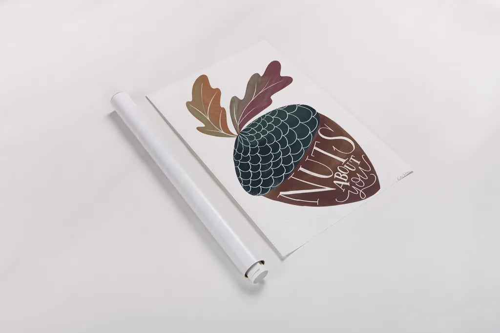 Nuts About You by Becky Thorns. shown as a rolled paper print. Available as archival giclee rolled canvas, fine art paper, or poster print. SKU 61418h.