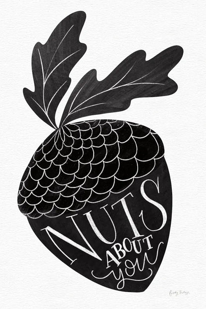 Nuts About You BW by Becky Thorns. SKU 61419h. Archival Giclee Fine art print for wall decor.