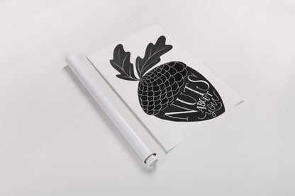 Nuts About You BW by Becky Thorns. shown as a rolled paper print. Available as archival giclee rolled canvas, fine art paper, or poster print. SKU 61419h.