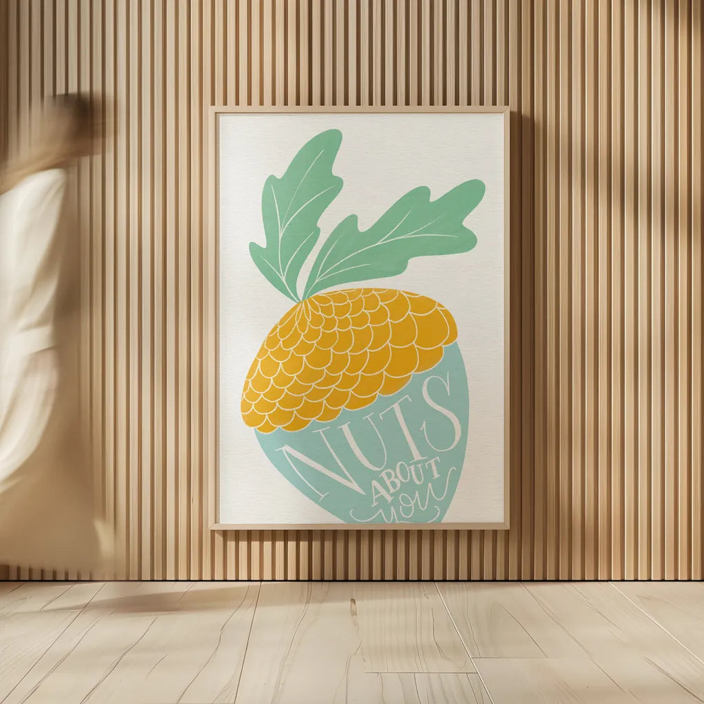 Nuts About You Bright by Becky Thorns. shown as over sized large wall art. Available as an archival giclee rolled canvas, fine art paper, or poster print. SKU 65035h.