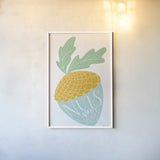 Nuts About You Bright by Becky Thorns. shown as a paper print in a white frame. Available as a archival giclee rolled canvas, fine art paper, or poster print. SKU 65035h.