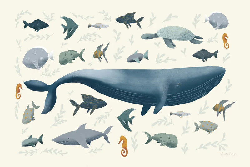 Ocean Life by Becky Thorns. SKU 54178i. Archival Giclee Fine art print for wall decor.