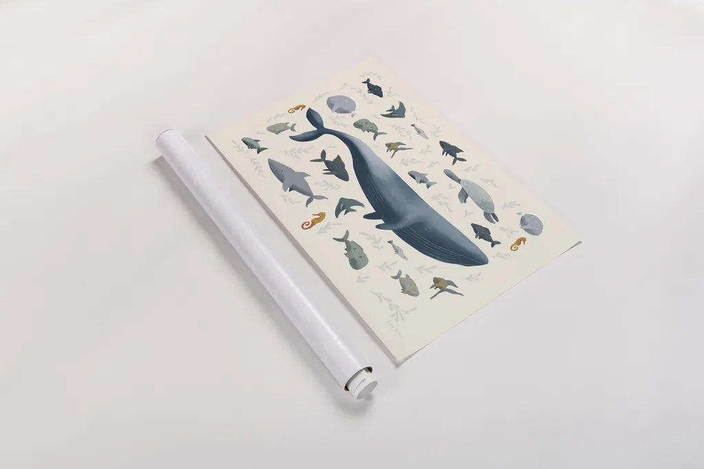 Ocean Life by Becky Thorns. shown as a rolled paper print. Available as archival giclee rolled canvas, fine art paper, or poster print. SKU 54178i.