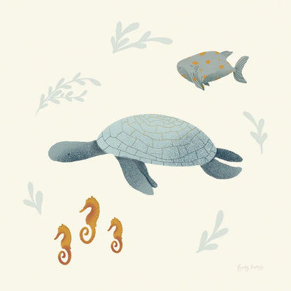 Ocean Life Sea Turtle by Becky Thorns. SKU 54183a. Archival Giclee Fine art print for wall decor.