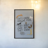 Ode to Cats Dark with Black by Becky Thorns. shown as a paper print in a black flame. Available as a archival giclee rolled canvas, fine art paper, or poster print. SKU 89049h.