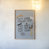 Ode to Cats Dark with Black by Becky Thorns. shown as a paper print in a natural frame. Available as a archival giclee rolled canvas, fine art paper, or poster print. SKU 89049h.