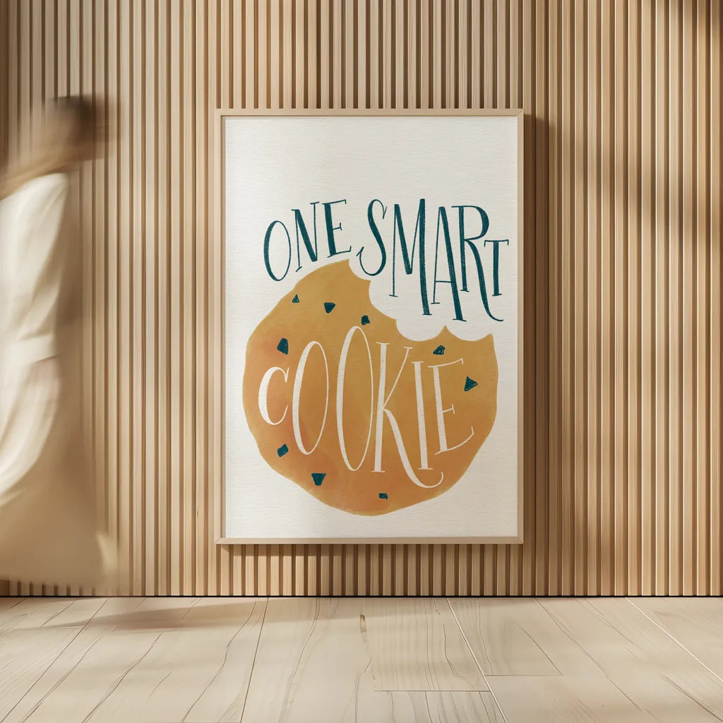 One Smart Cookie by Becky Thorns. shown as over sized large wall art. Available as an archival giclee rolled canvas, fine art paper, or poster print. SKU 61416h.