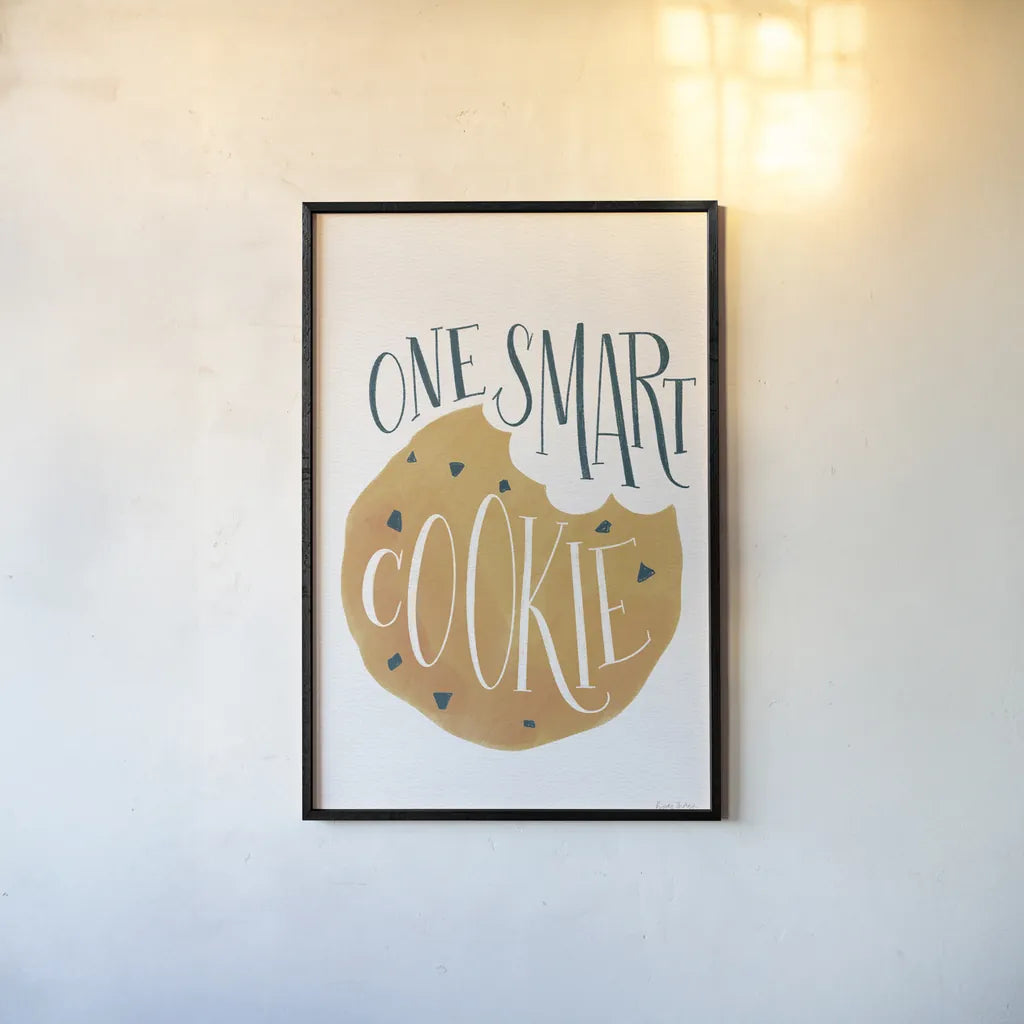 One Smart Cookie by Becky Thorns. shown as a paper print in a black flame. Available as a archival giclee rolled canvas, fine art paper, or poster print. SKU 61416h.