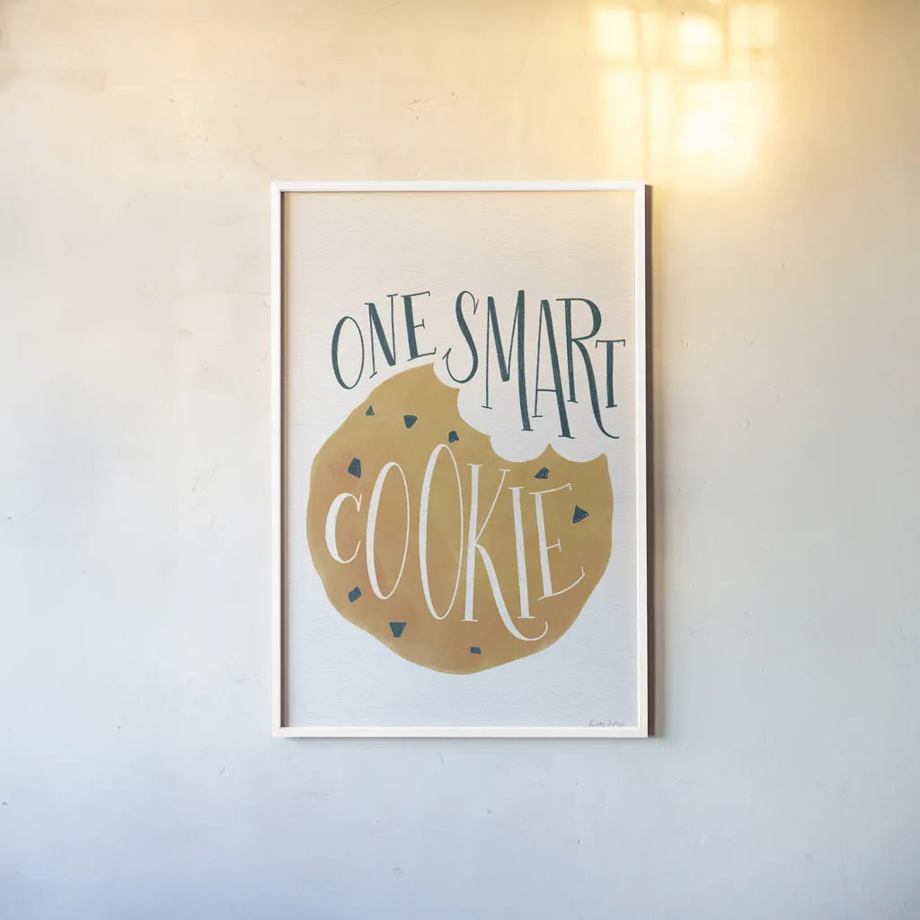 One Smart Cookie by Becky Thorns. shown as a paper print in a white frame. Available as a archival giclee rolled canvas, fine art paper, or poster print. SKU 61416h.