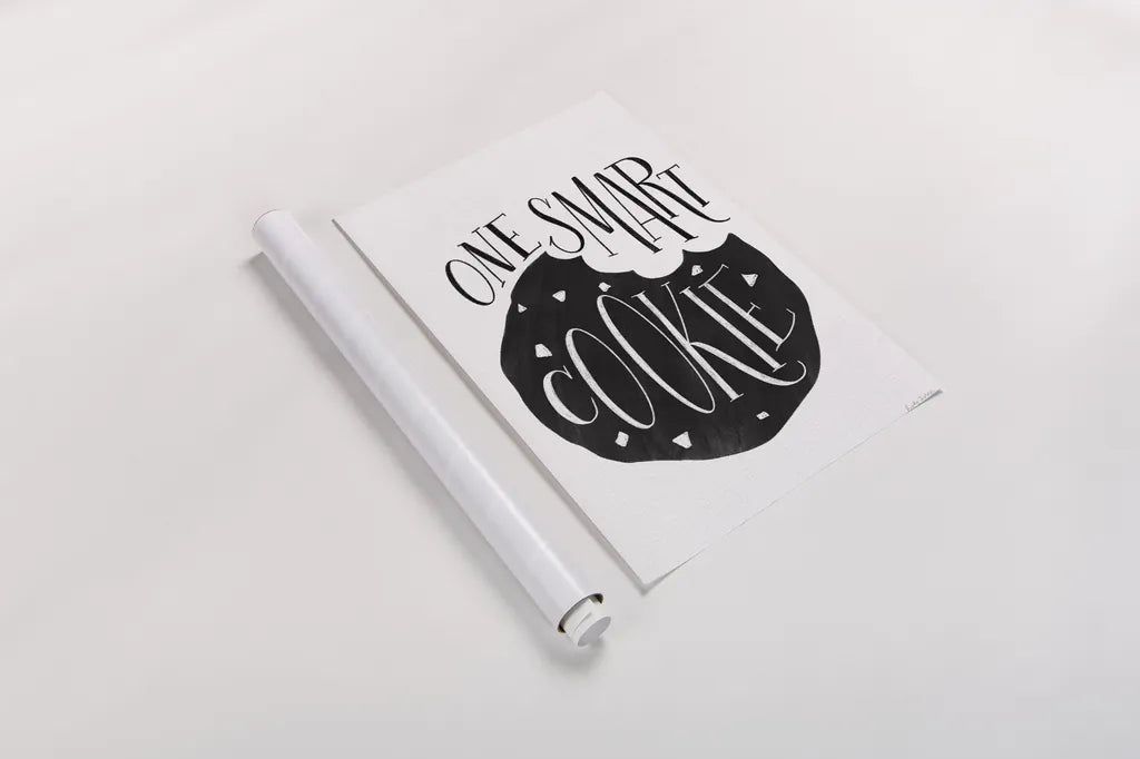 One Smart Cookie BW by Becky Thorns. shown as a rolled paper print. Available as archival giclee rolled canvas, fine art paper, or poster print. SKU 61417h.