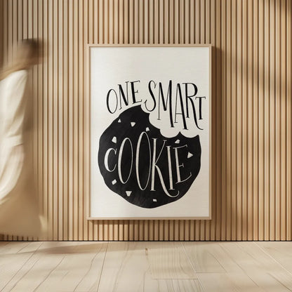 One Smart Cookie BW by Becky Thorns. shown as over sized large wall art. Available as an archival giclee rolled canvas, fine art paper, or poster print. SKU 61417h.