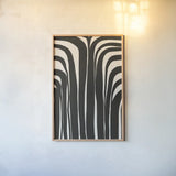 Organic Abstract I Black by Becky Thorns. shown as a paper print in a natural frame. Available as a archival giclee rolled canvas, fine art paper, or poster print. SKU 88498h.