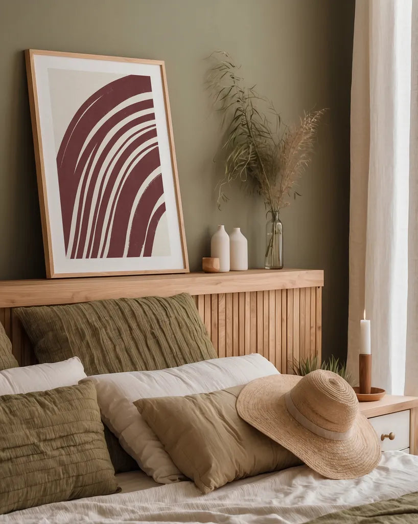 Organic Abstract IV by Becky Thorns. shown as a paper print in a natural frame. Available as a archival giclee rolled canvas, fine art paper, or poster print. SKU 88303h.