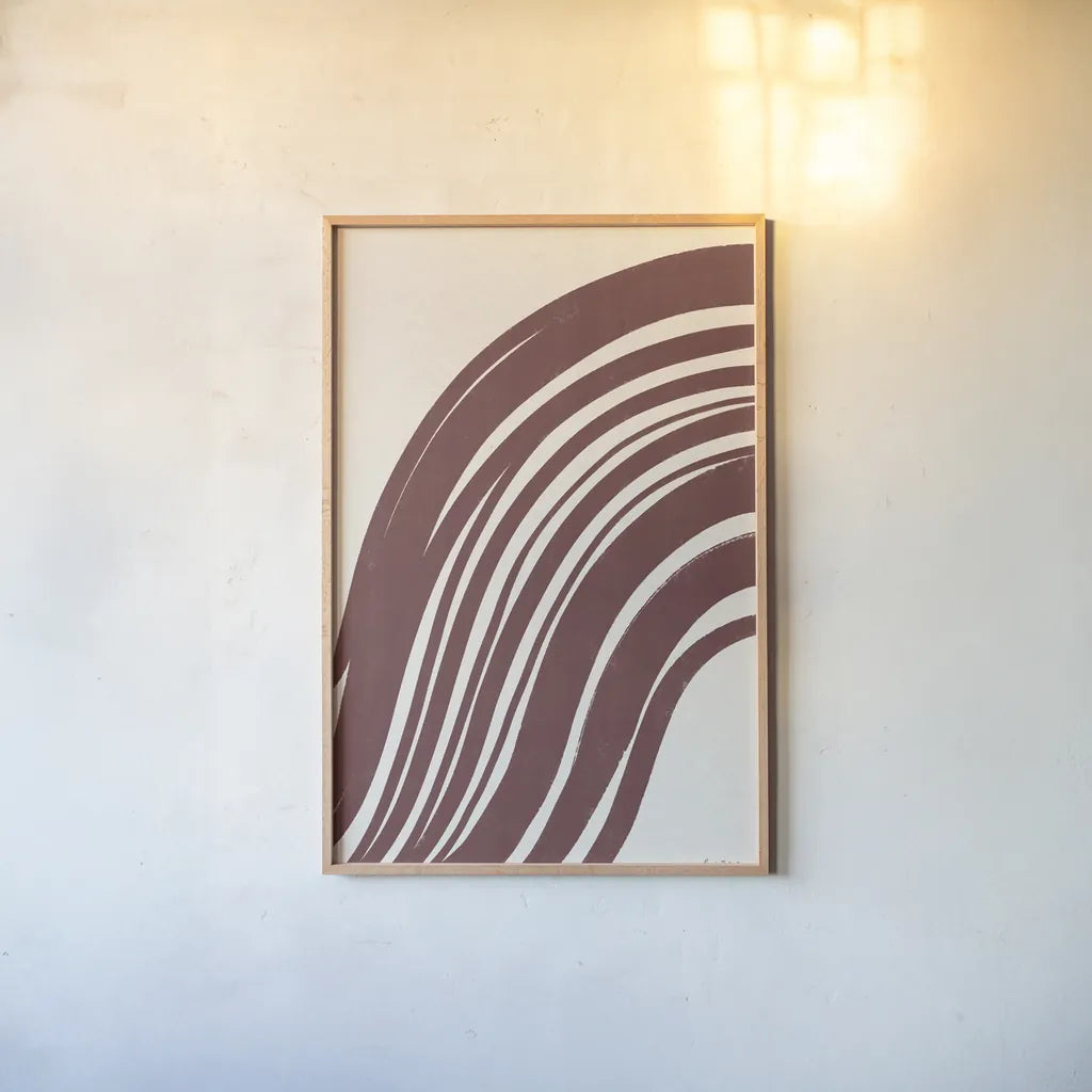 Organic Abstract IV by Becky Thorns. shown as a paper print in a natural frame. Available as a archival giclee rolled canvas, fine art paper, or poster print. SKU 88303h.