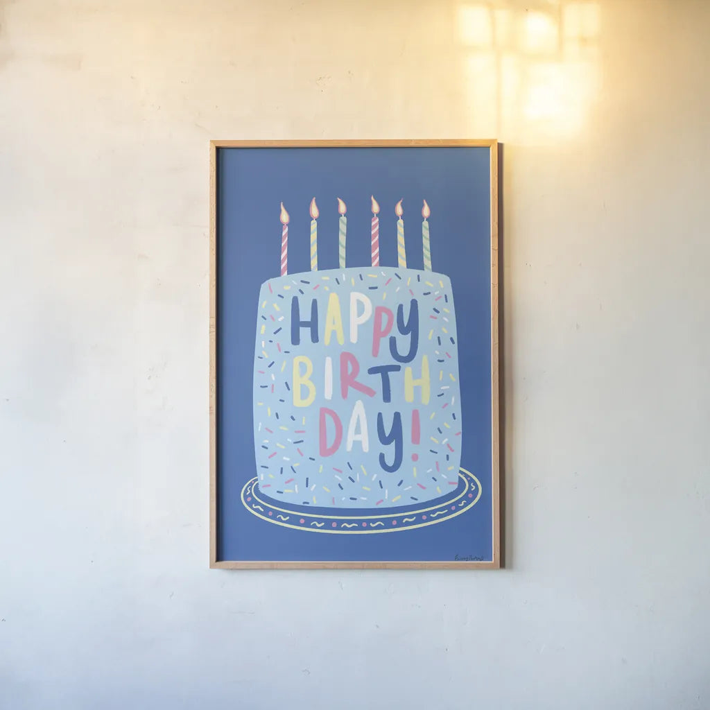 Party Time I by Becky Thorns. shown as a paper print in a natural frame. Available as a archival giclee rolled canvas, fine art paper, or poster print. SKU 88317h.