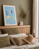 Party Time II by Becky Thorns. shown as a paper print in a natural frame. Available as a archival giclee rolled canvas, fine art paper, or poster print. SKU 88318h.