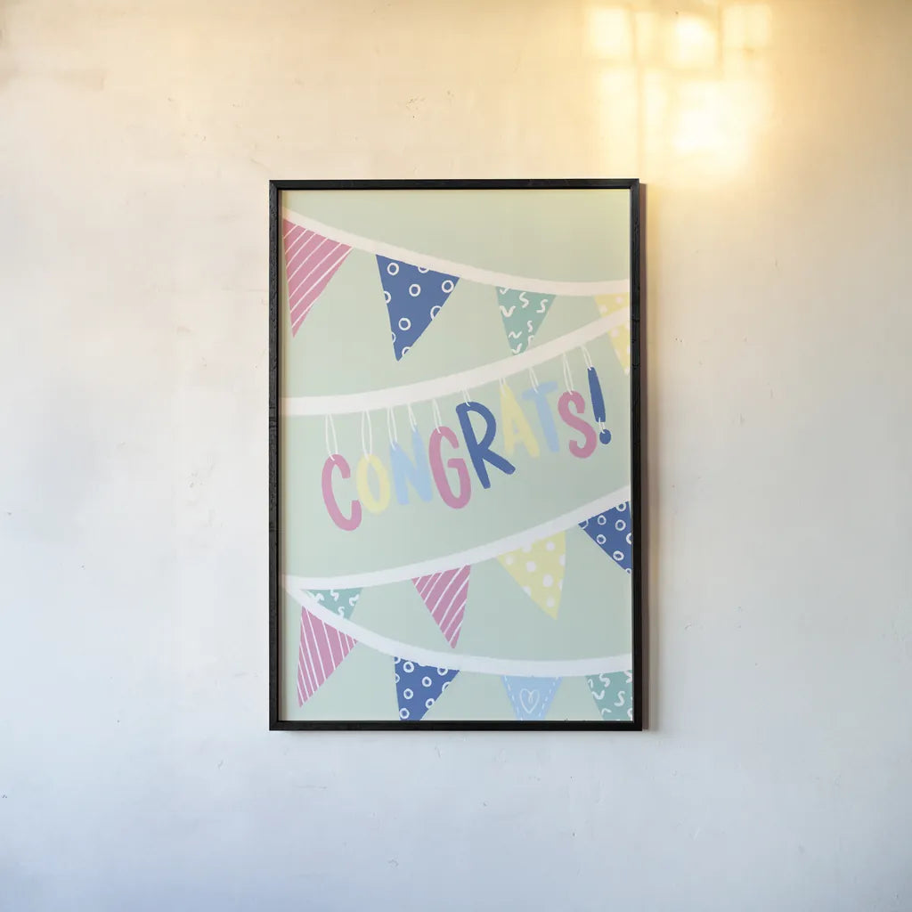 Party Time III by Becky Thorns. shown as a paper print in a black flame. Available as a archival giclee rolled canvas, fine art paper, or poster print. SKU 88319h.