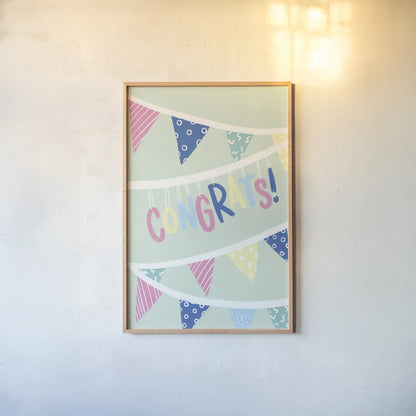 Party Time III by Becky Thorns. shown as a paper print in a natural frame. Available as a archival giclee rolled canvas, fine art paper, or poster print. SKU 88319h.