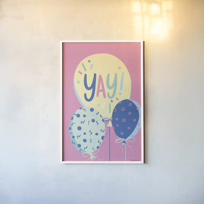 Party Time IV by Becky Thorns. shown as a paper print in a white frame. Available as a archival giclee rolled canvas, fine art paper, or poster print. SKU 88320h.