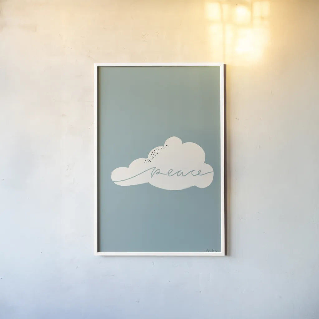 Peaceful I by Becky Thorns. shown as a paper print in a white frame. Available as a archival giclee rolled canvas, fine art paper, or poster print. SKU 71108h.