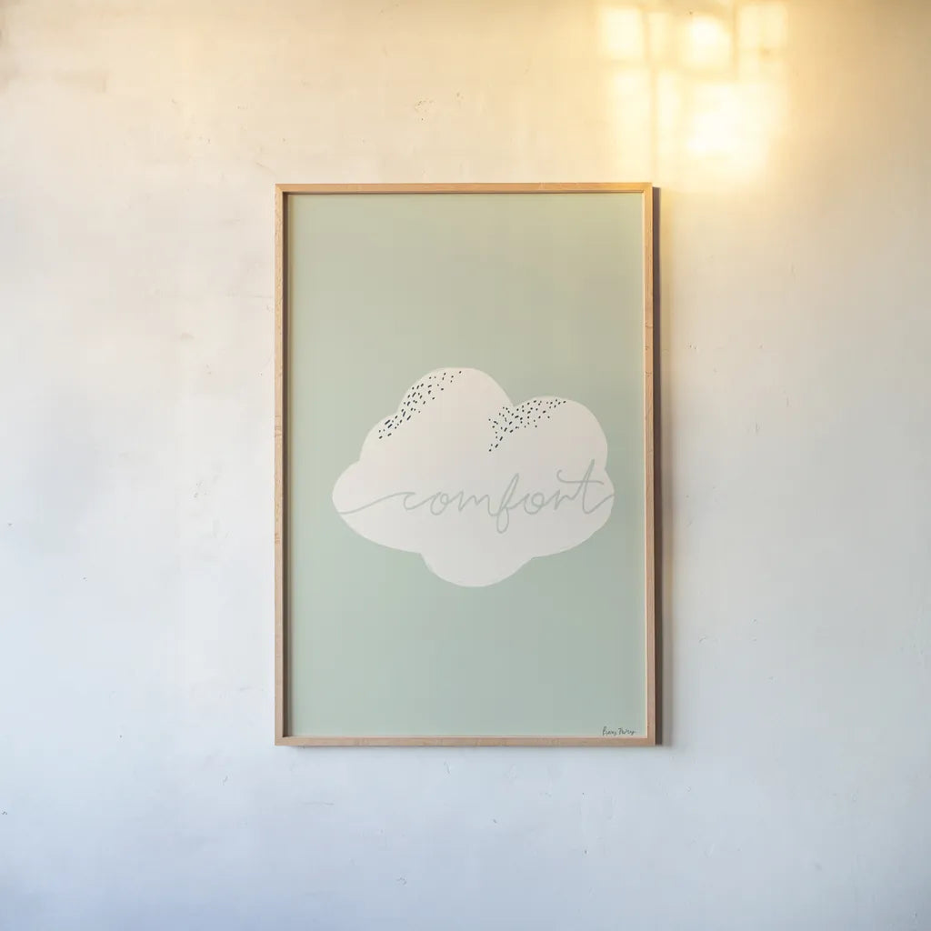 Peaceful IV by Becky Thorns. shown as a paper print in a natural frame. Available as a archival giclee rolled canvas, fine art paper, or poster print. SKU 71111h.