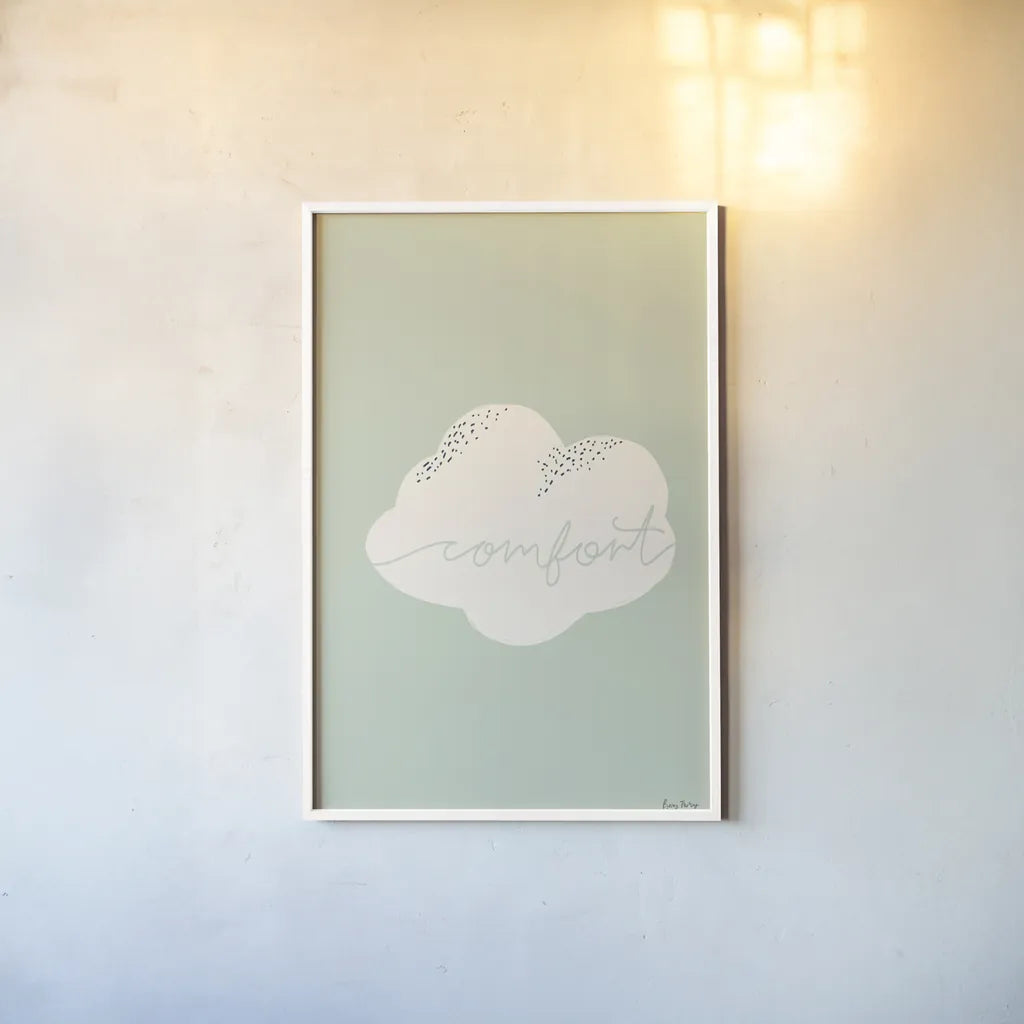 Peaceful IV by Becky Thorns. shown as a paper print in a white frame. Available as a archival giclee rolled canvas, fine art paper, or poster print. SKU 71111h.