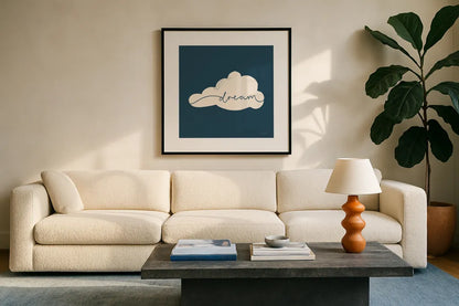 Peaceful V Crop by Becky Thorns. Displayed in a glass frame with matte in a clean modern living room. Available as an archival giclee rolled canvas, fine art paper, or poster print. SKU 72788a.