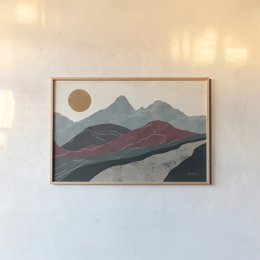 Peru Trails by Becky Thorns. shown as a paper print in a natural frame. Available as a archival giclee rolled canvas, fine art paper, or poster print. SKU 77161i.