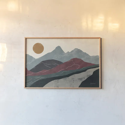 Peru Trails by Becky Thorns. shown as a paper print in a natural frame. Available as a archival giclee rolled canvas, fine art paper, or poster print. SKU 77161i.