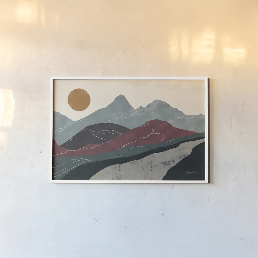 Peru Trails by Becky Thorns. shown as a paper print in a white frame. Available as a archival giclee rolled canvas, fine art paper, or poster print. SKU 77161i.