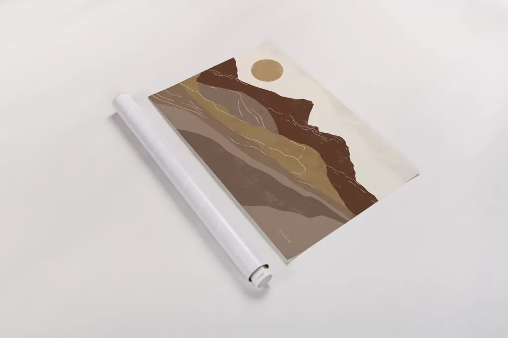 Peru Trails Neutral by Becky Thorns. shown as a rolled paper print. Available as archival giclee rolled canvas, fine art paper, or poster print. SKU 78561i.