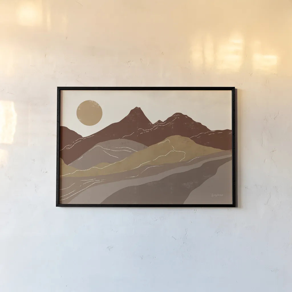 Peru Trails Neutral by Becky Thorns. shown as a paper print in a black flame. Available as a archival giclee rolled canvas, fine art paper, or poster print. SKU 78561i.