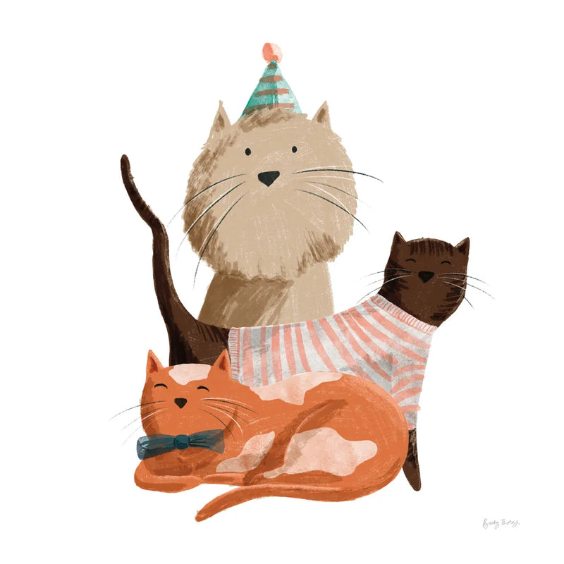 Picnic Pets Cats II by Becky Thorns. SKU 61399a. Archival Giclee Fine art print for wall decor.