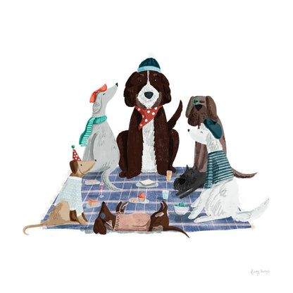 Picnic Pets Dogs I by Becky Thorns. SKU 61401a. Archival Giclee Fine art print for wall decor.