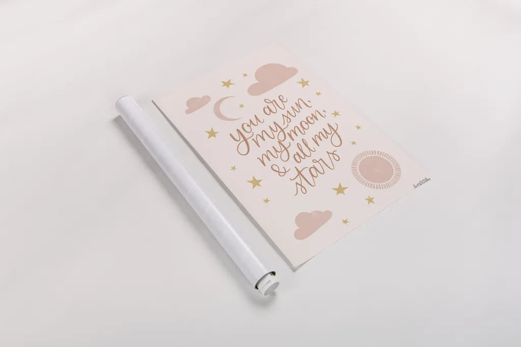 Pink Celestial Boho I by Becky Thorns. shown as a rolled paper print. Available as archival giclee rolled canvas, fine art paper, or poster print. SKU 70988h.