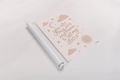 Pink Celestial Boho I by Becky Thorns. shown as a rolled paper print. Available as archival giclee rolled canvas, fine art paper, or poster print. SKU 70988h.