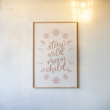 Pink Celestial Boho II by Becky Thorns. shown as a paper print in a natural frame. Available as a archival giclee rolled canvas, fine art paper, or poster print. SKU 70989h.