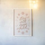 Pink Celestial Boho II by Becky Thorns. shown as a paper print in a white frame. Available as a archival giclee rolled canvas, fine art paper, or poster print. SKU 70989h.