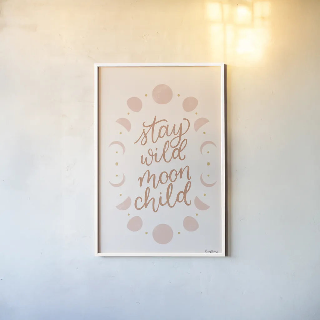 Pink Celestial Boho II by Becky Thorns. shown as a paper print in a white frame. Available as a archival giclee rolled canvas, fine art paper, or poster print. SKU 70989h.