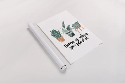 Plant It by Becky Thorns. shown as a rolled paper print. Available as archival giclee rolled canvas, fine art paper, or poster print. SKU 65071h.