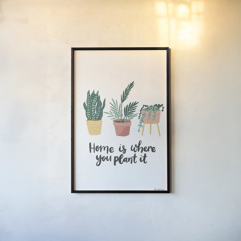 Plant It Retro by Becky Thorns. shown as a paper print in a black flame. Available as a archival giclee rolled canvas, fine art paper, or poster print. SKU 68921h.